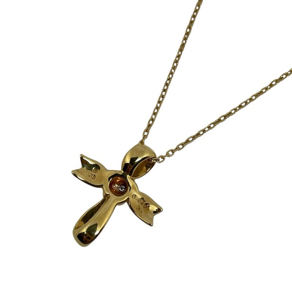 ミキモト MIKIMOTO リボンクロス ネックレス K18YG ジュエリー