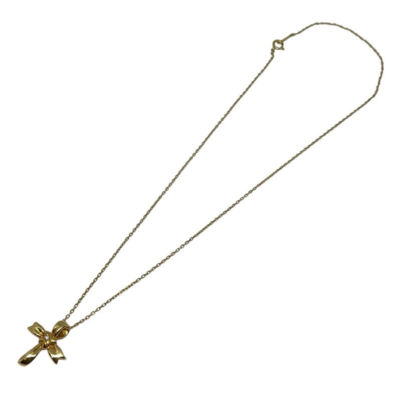 ミキモト MIKIMOTO リボンクロス ネックレス K18YG ジュエリー