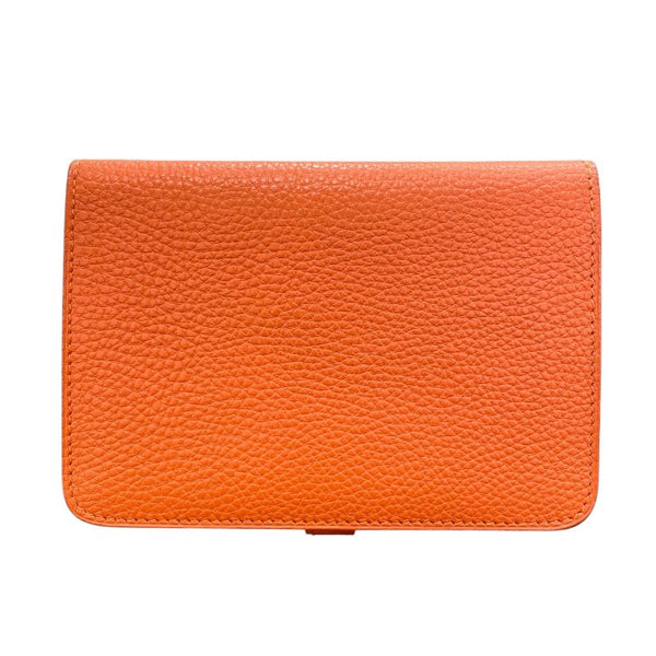 エルメス HERMES ドゴンコンパクト □J刻印 オレンジ トゴ レディース 二つ折り財布
