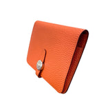 エルメス HERMES ドゴンコンパクト □J刻印 オレンジ トゴ レディース 二つ折り財布