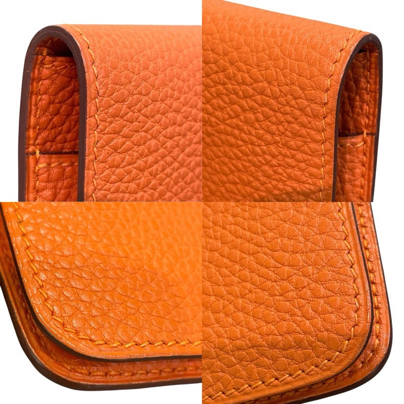 エルメス HERMES ドゴンコンパクト □J刻印 オレンジ トゴ レディース 二つ折り財布