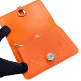エルメス HERMES ドゴンコンパクト □J刻印 オレンジ トゴ レディース 二つ折り財布
