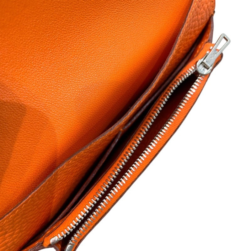 エルメス HERMES ドゴンコンパクト □J刻印 オレンジ トゴ レディース 二つ折り財布