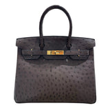 エルメス HERMES バーキン30 □G刻 カカオ　GD金具 オーストリッチ レディース ハンドバッグ