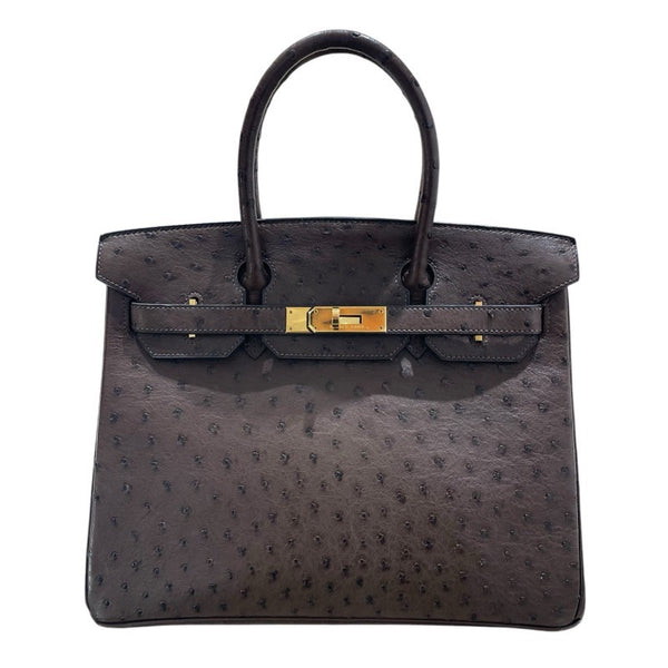 エルメス HERMES バーキン30 □G刻 カカオ　GD金具 オーストリッチ レディース ハンドバッグ