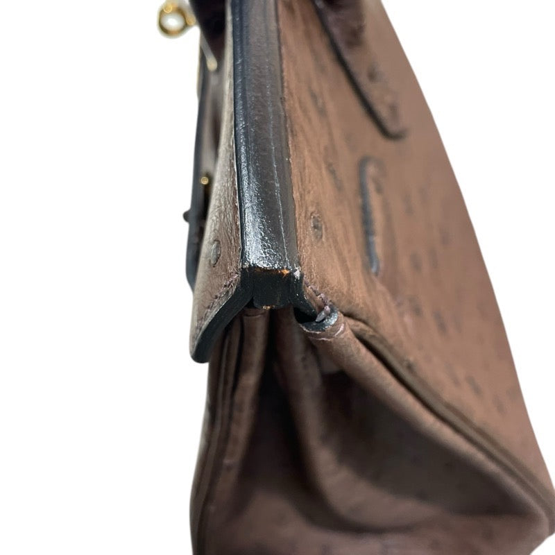 エルメス HERMES バーキン30 □G刻 カカオ　GD金具 オーストリッチ レディース ハンドバッグ