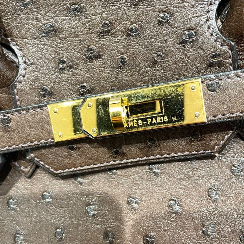 エルメス HERMES バーキン30 □G刻 カカオ　GD金具 オーストリッチ レディース ハンドバッグ