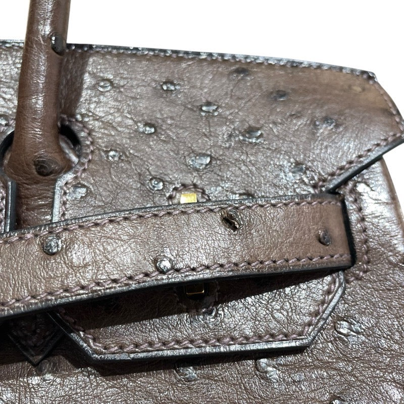 エルメス HERMES バーキン30 □G刻 カカオ　GD金具 オーストリッチ レディース ハンドバッグ