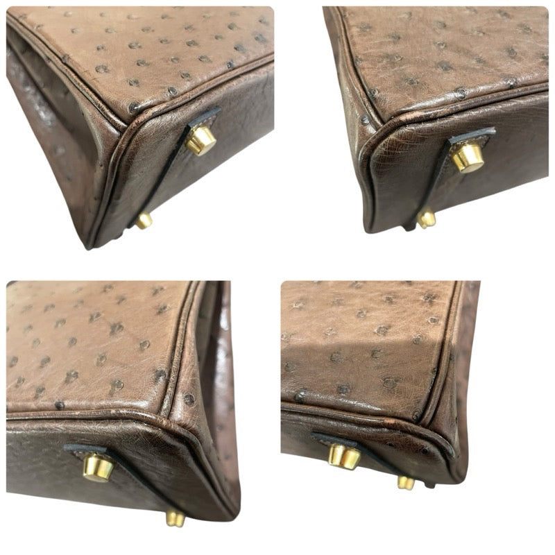 エルメス HERMES バーキン30 □G刻 カカオ　GD金具 オーストリッチ レディース ハンドバッグ