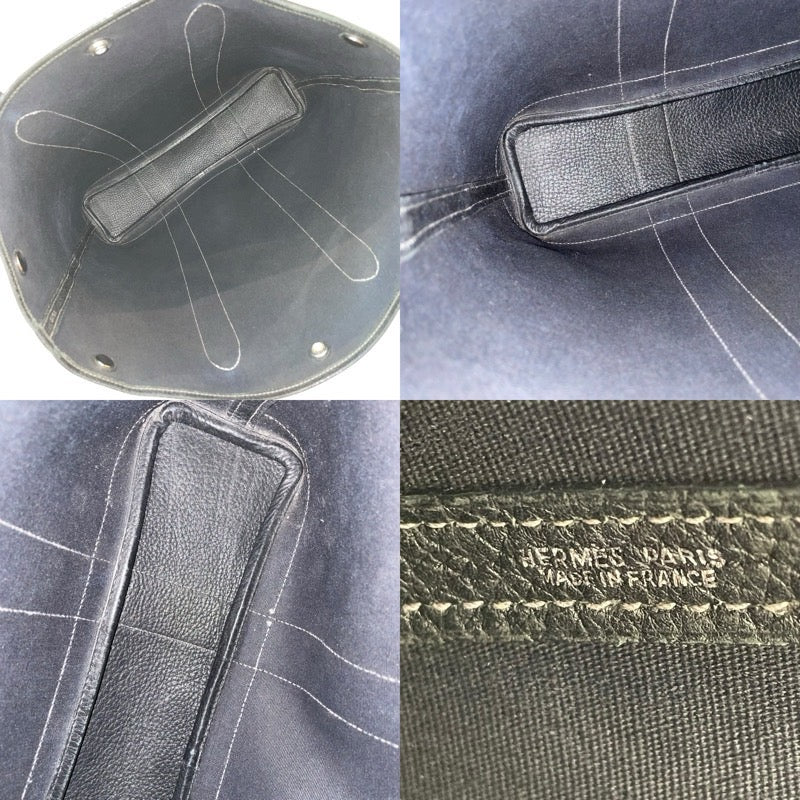 エルメス HERMES ガーデンファイル □I刻 ブラック×シルバー金具 トワル/ネゴンダ レディース トートバッグ
