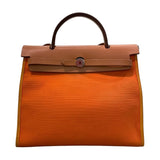 エルメス HERMES エールバッグジップPM □P刻印 オレンジ×シルバー金具 トワル レディース ショルダーバッグ