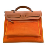 エルメス HERMES エールバッグジップPM □P刻印 オレンジ×シルバー金具 トワル レディース ショルダーバッグ