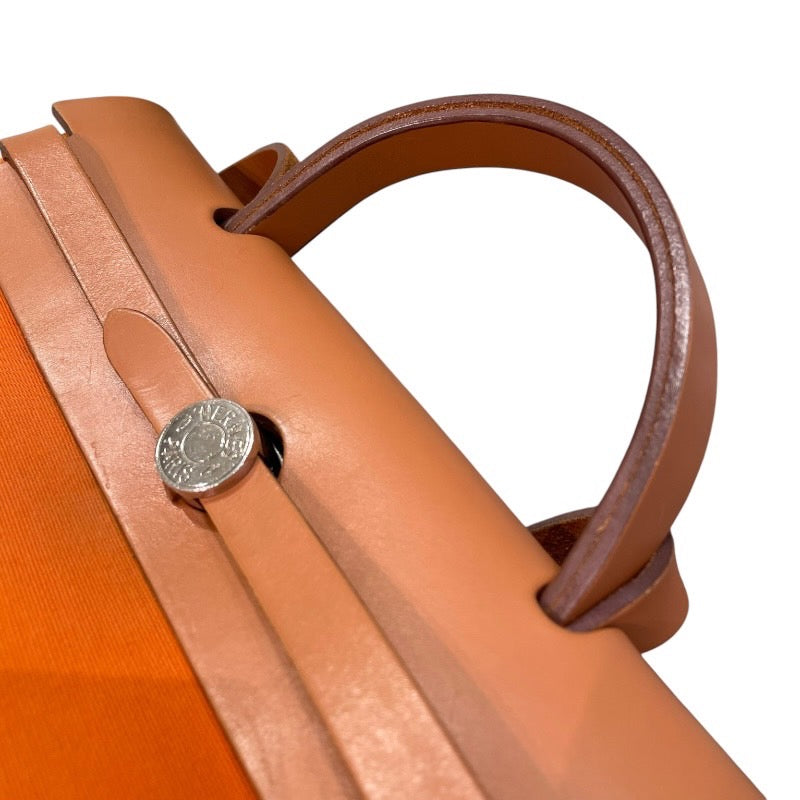 エルメス HERMES エールバッグジップPM □P刻印 オレンジ×シルバー金具 トワル レディース ショルダーバッグ