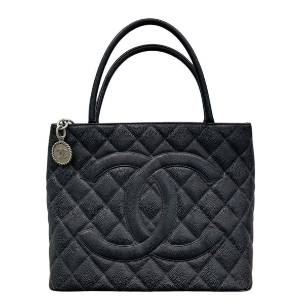 シャネル CHANEL 復刻トート A01804 7番台 ブラック×シルバー金具 キャビアスキン レディース トートバッグ