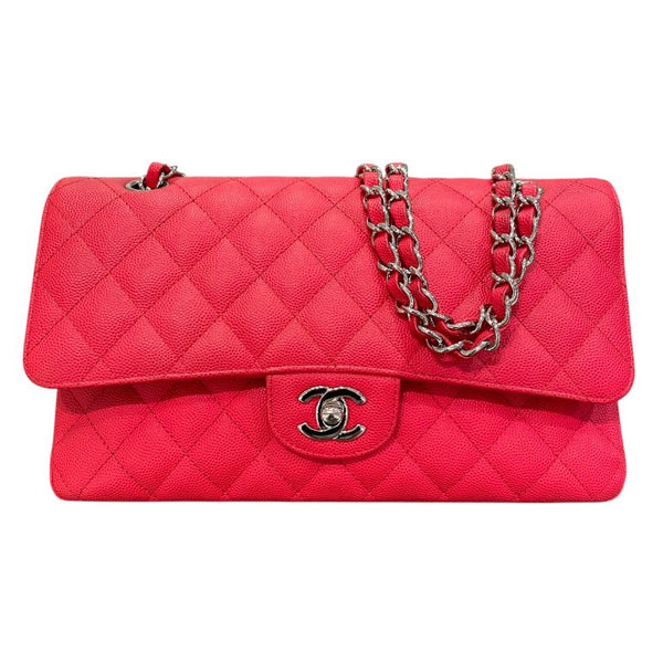 シャネル CHANEL マトラッセ25 A01112 25番台 レッド×シルバー金具 キャビアスキン レディース ショルダーバッグ