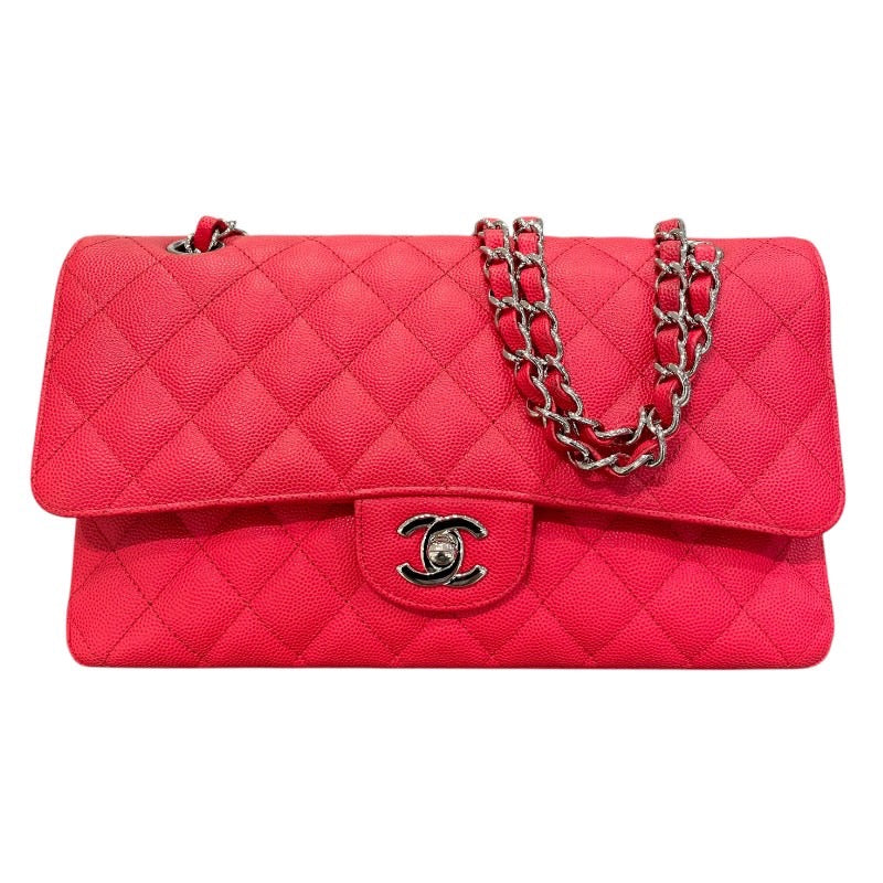 シャネル CHANEL マトラッセ25 A01112 25番台 レッド×シルバー金具 キャビアスキン レディース ショルダーバッグ