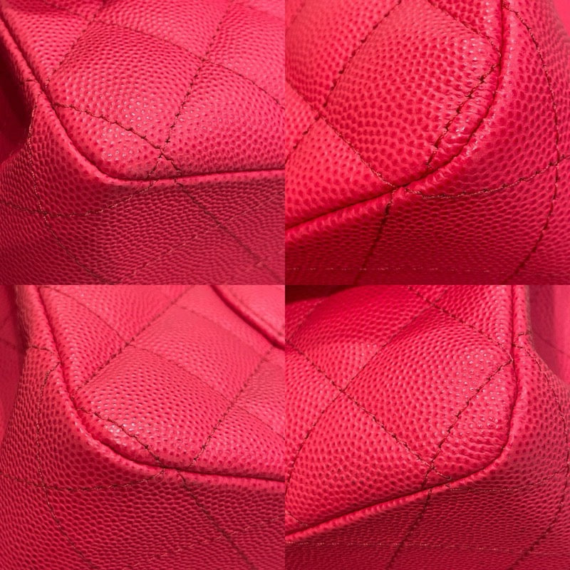 シャネル CHANEL マトラッセ25 A01112 25番台 レッド×シルバー金具 キャビアスキン レディース ショルダーバッグ