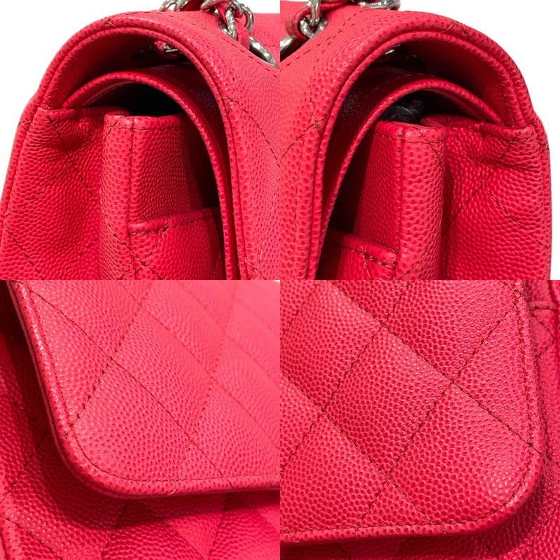 シャネル CHANEL マトラッセ25 A01112 25番台 レッド×シルバー金具 キャビアスキン レディース ショルダーバッグ