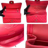 シャネル CHANEL マトラッセ25 A01112 25番台 レッド×シルバー金具 キャビアスキン レディース ショルダーバッグ