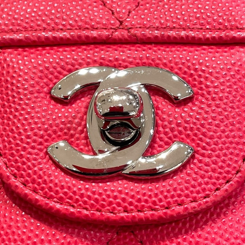 シャネル CHANEL マトラッセ25 A01112 25番台 レッド×シルバー金具 キャビアスキン レディース ショルダーバッグ