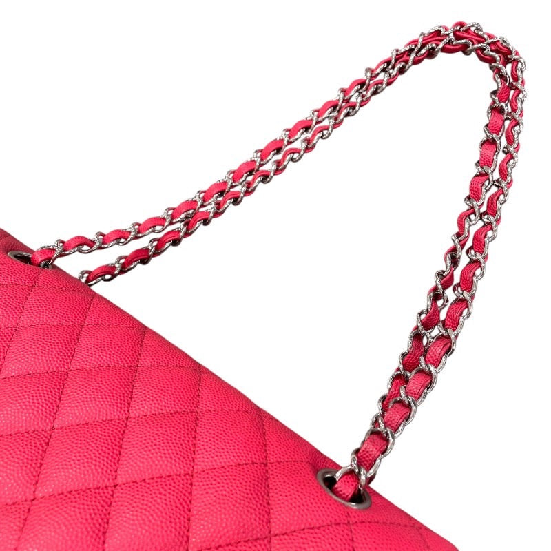 シャネル CHANEL マトラッセ25 A01112 25番台 レッド×シルバー金具 キャビアスキン レディース ショルダーバッグ