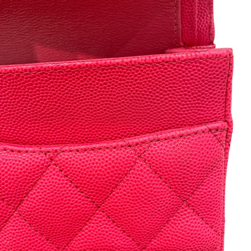 シャネル CHANEL マトラッセ25 A01112 25番台 レッド×シルバー金具 キャビアスキン レディース ショルダーバッグ