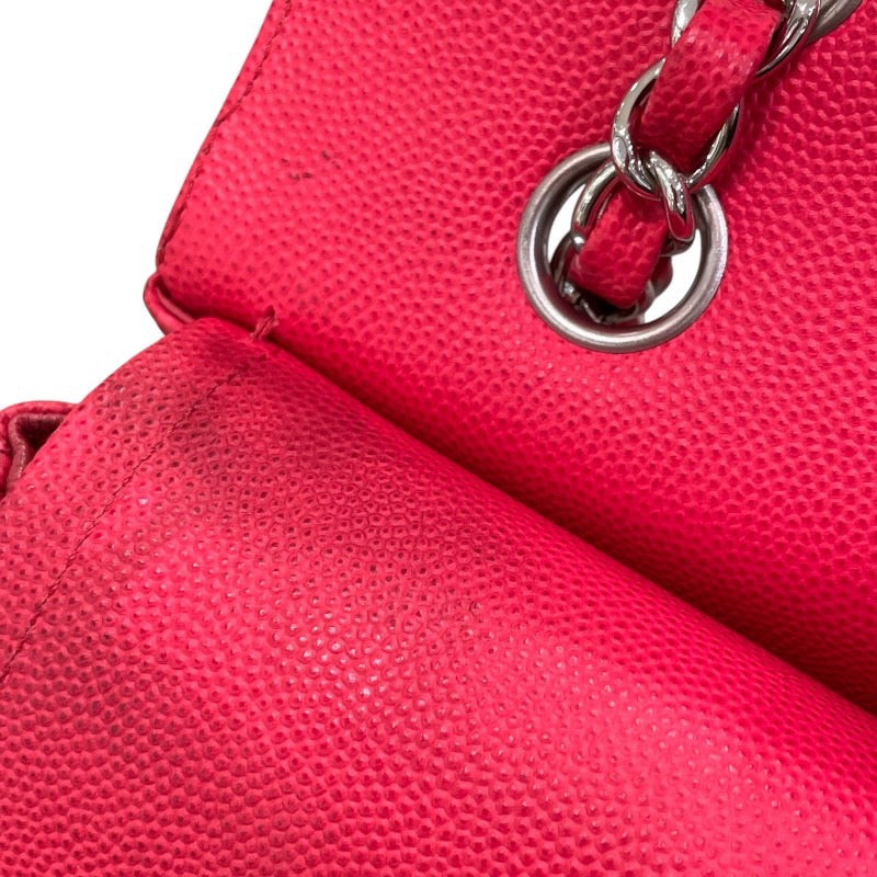 シャネル CHANEL マトラッセ25 A01112 25番台 レッド×シルバー金具 キャビアスキン レディース ショルダーバッグ