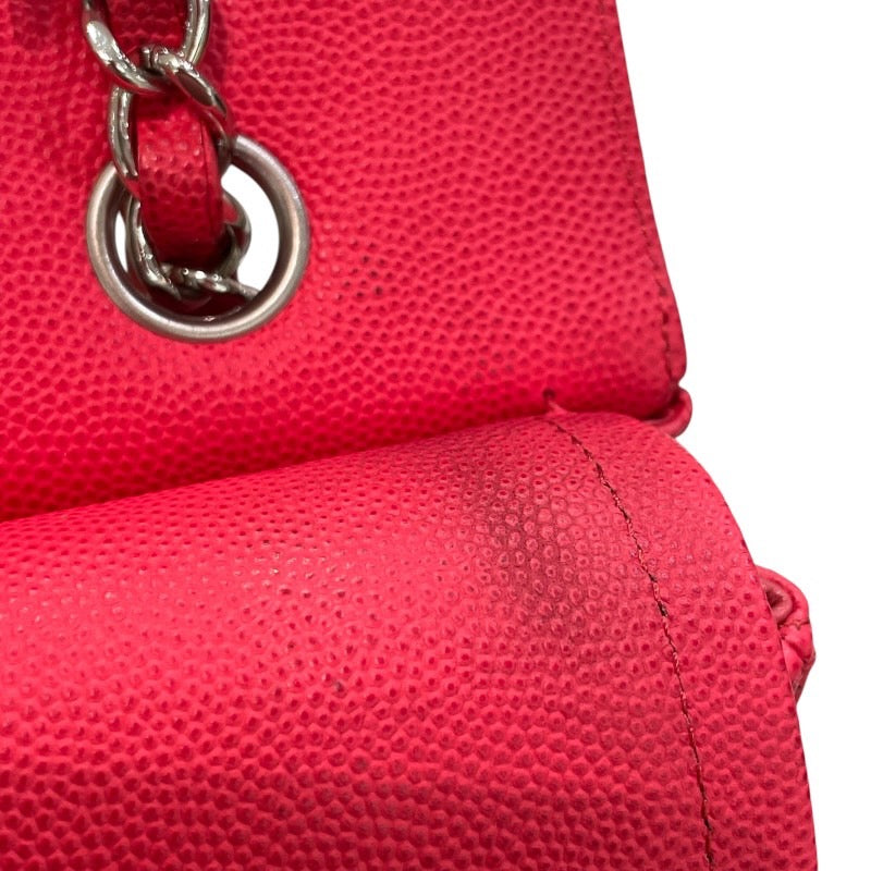 シャネル CHANEL マトラッセ25 A01112 25番台 レッド×シルバー金具 キャビアスキン レディース ショルダーバッグ