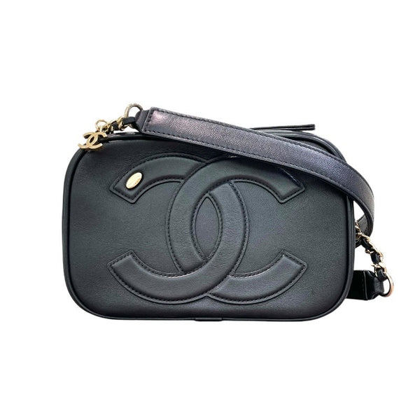 シャネル CHANEL デカココマークカメラバッグ AS0322 ブラック×ゴールド金具ゴールド カーフ レディース ショルダーバッグ