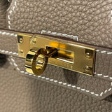 エルメス HERMES バーキン25 K刻 エトゥープ ゴールド金具 トゴ レディース ハンドバッグ