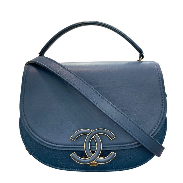 シャネル CHANEL ココカーブ フラップバッグ A93460 ブルー×ゴールド金具 カーフレザー レディース ショルダーバッグ