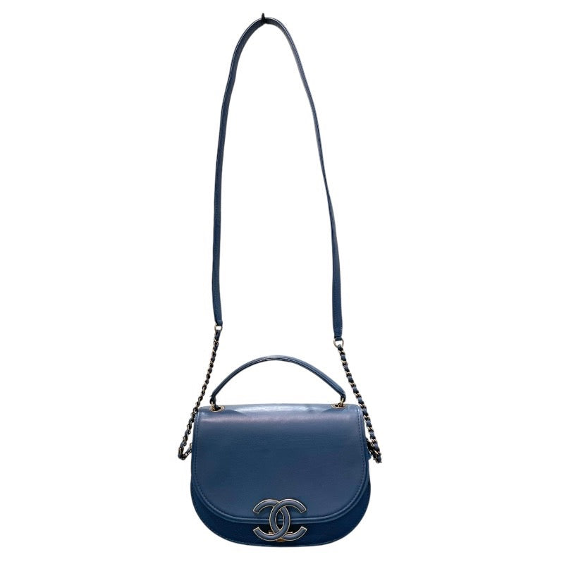 シャネル CHANEL ココカーブ フラップバッグ A93460 ブルー×ゴールド金具 カーフレザー レディース ショルダーバッグ