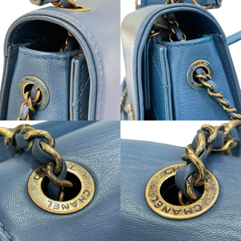 シャネル CHANEL ココカーブ フラップバッグ A93460 ブルー×ゴールド金具 カーフレザー レディース ショルダーバッグ
