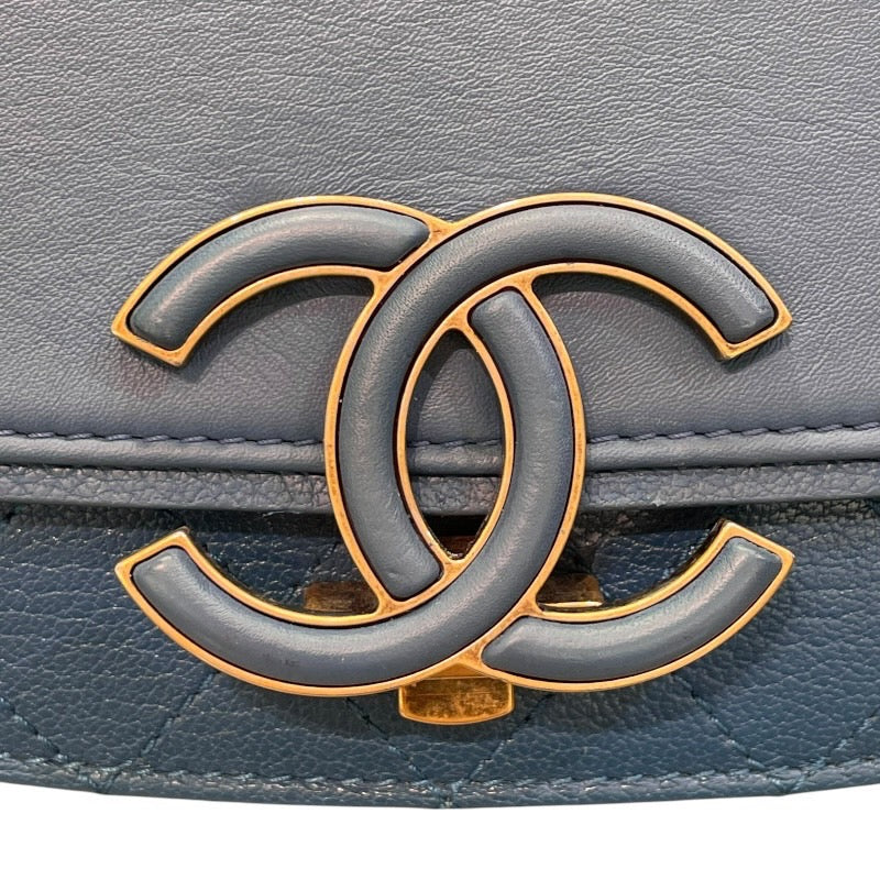 シャネル CHANEL ココカーブ フラップバッグ A93460 ブルー×ゴールド金具 カーフレザー レディース ショルダーバッグ