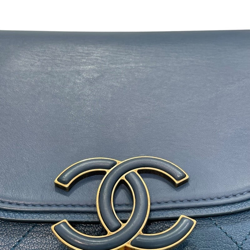 シャネル CHANEL ココカーブ フラップバッグ A93460 ブルー×ゴールド金具 カーフレザー レディース ショルダーバッグ