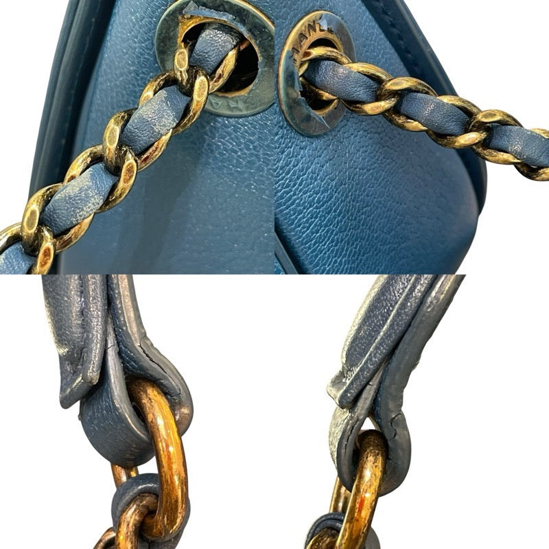 シャネル CHANEL ココカーブ フラップバッグ A93460 ブルー×ゴールド金具 カーフレザー レディース ショルダーバッグ