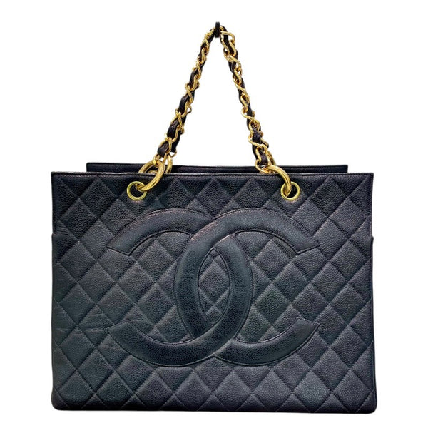 シャネル CHANEL ココマーク チェーン ハンドバッグ 4番台 ブラック×ゴールド金具 キャビアスキン レディース ハンドバッグ