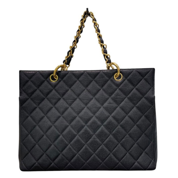 シャネル CHANEL ココマーク チェーン ハンドバッグ 4番台 ブラック×ゴールド金具 キャビアスキン レディース ハンドバッグ
