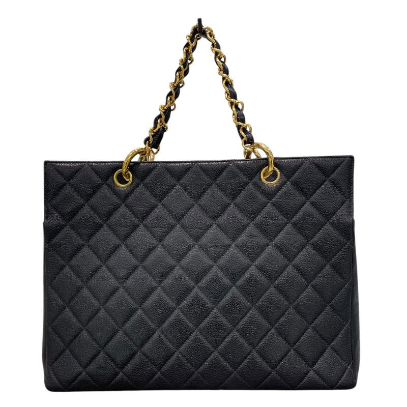 シャネル CHANEL ココマーク チェーン ハンドバッグ 4番台 ブラック×ゴールド金具 キャビアスキン レディース ハンドバッグ