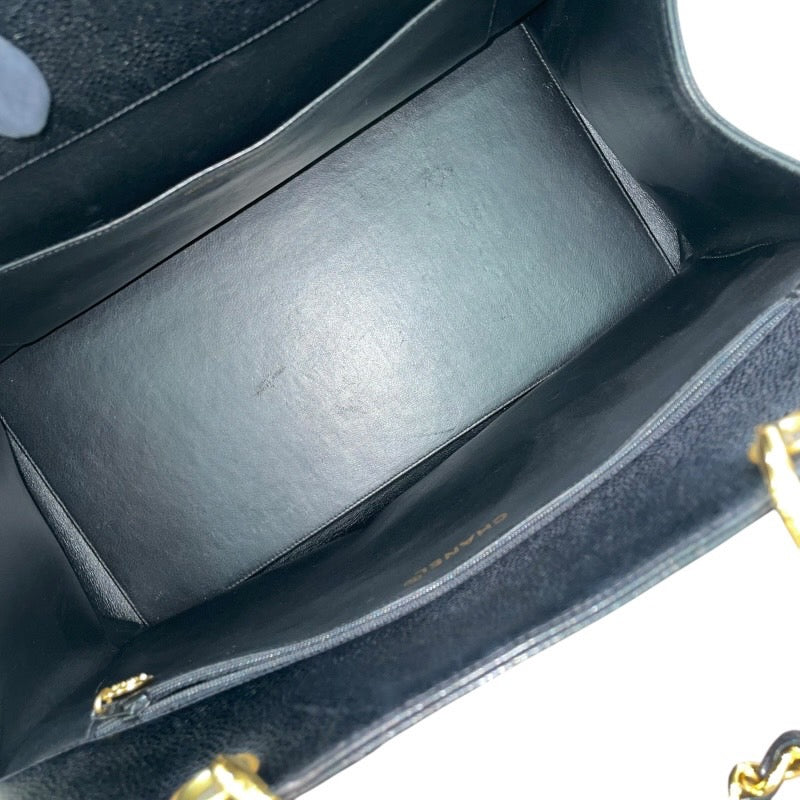 シャネル CHANEL ココマーク チェーン ハンドバッグ 4番台 ブラック×ゴールド金具 キャビアスキン レディース ハンドバッグ