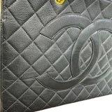 シャネル CHANEL ココマーク チェーン ハンドバッグ 4番台 ブラック×ゴールド金具 キャビアスキン レディース ハンドバッグ