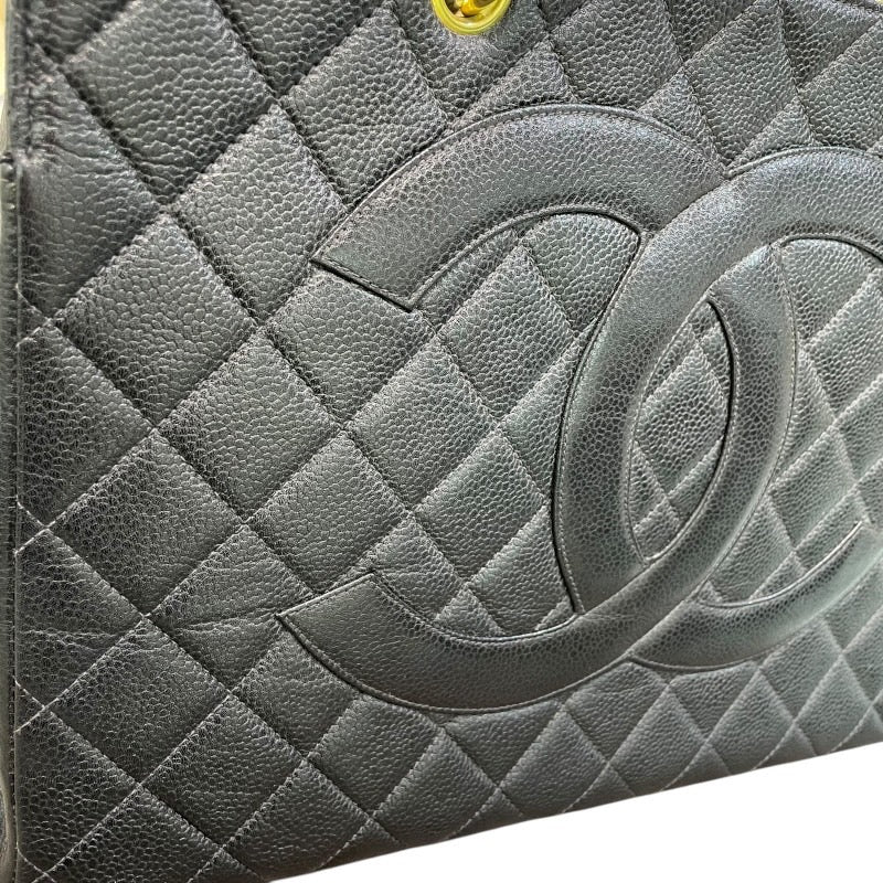 シャネル CHANEL ココマーク チェーン ハンドバッグ 4番台 ブラック×ゴールド金具 キャビアスキン レディース ハンドバッグ
