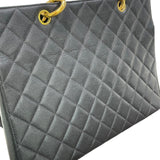シャネル CHANEL ココマーク チェーン ハンドバッグ 4番台 ブラック×ゴールド金具 キャビアスキン レディース ハンドバッグ