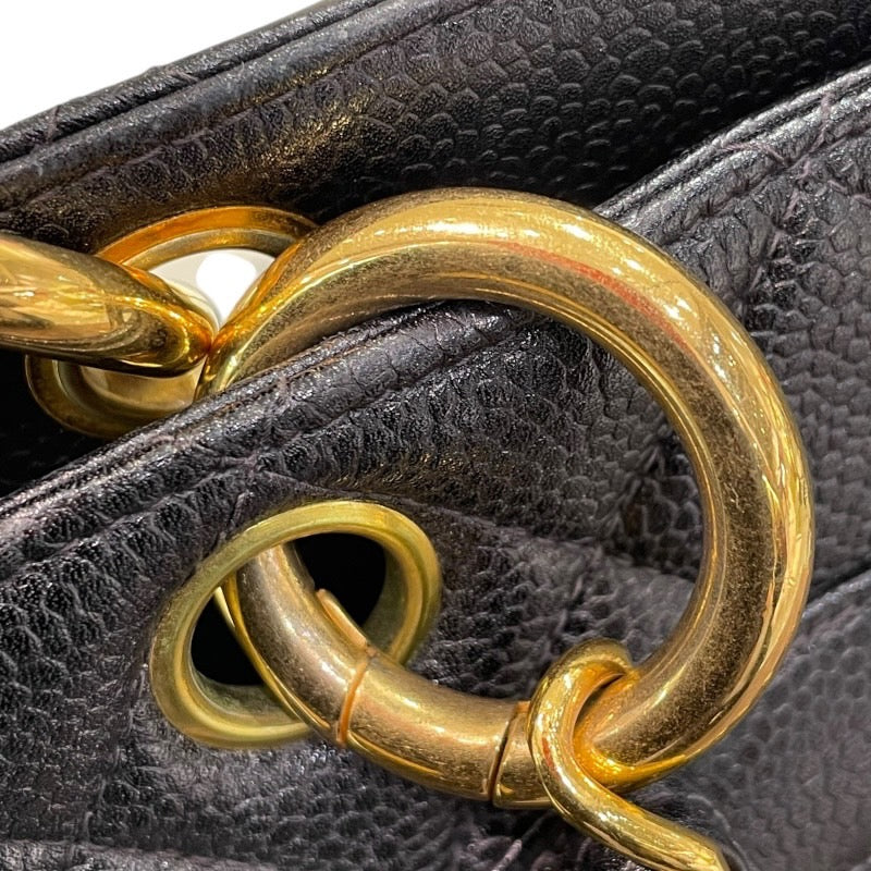 シャネル CHANEL ココマーク チェーン ハンドバッグ 4番台 ブラック×ゴールド金具 キャビアスキン レディース ハンドバッグ