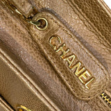 シャネル CHANEL トリプルココチェーンショルダーバッグ 4番台 ベージュ×ゴールド金具 キャビアスキン レディース ショルダーバッグ