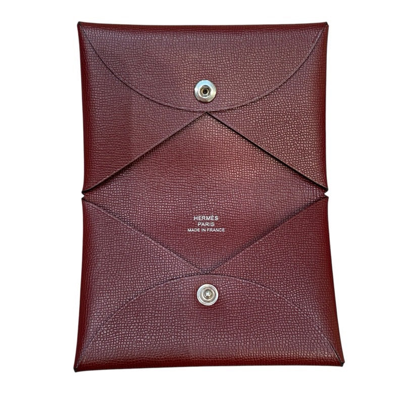 エルメス HERMES カルヴィ W刻 ルージュ マダム レディース カードケース