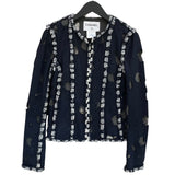 シャネル CHANEL メッシュデザインツイードジャケット #38 P41085 ツイード レディース ノーカラージャケット