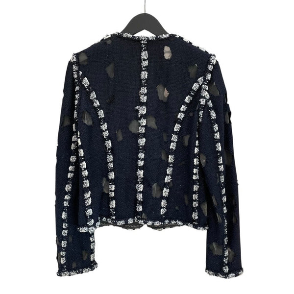 シャネル CHANEL メッシュデザインツイードジャケット #38 P41085 ツイード レディース ノーカラージャケット
