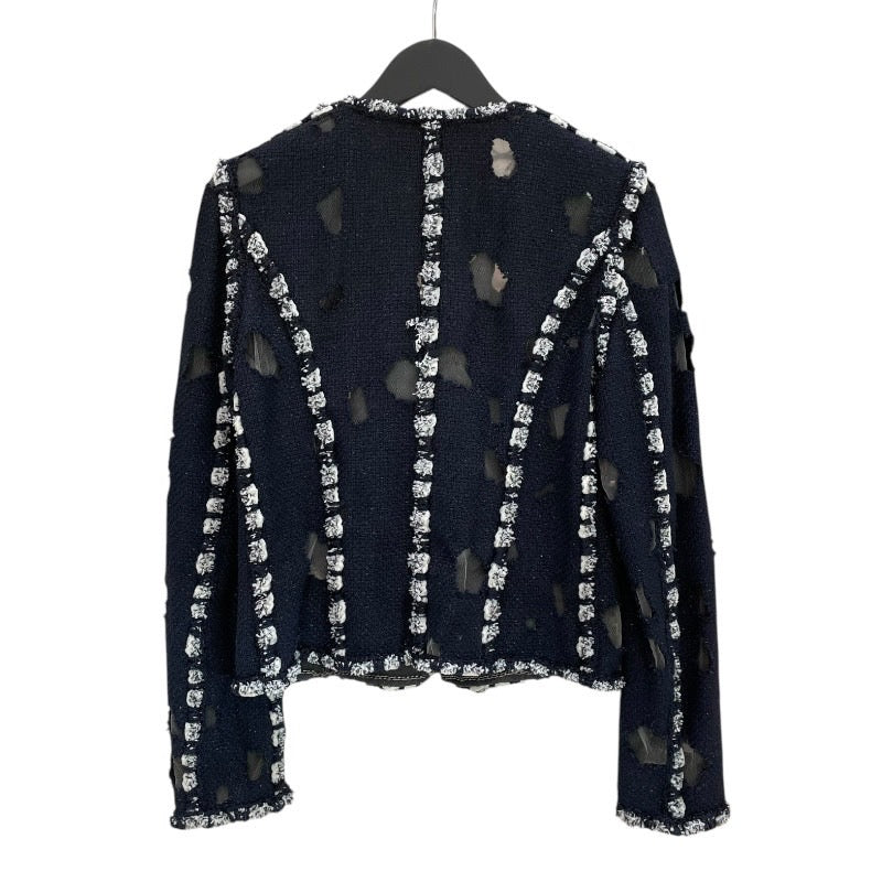 シャネル CHANEL メッシュデザインツイードジャケット #38 P41085 ツイード レディース ノーカラージャケット