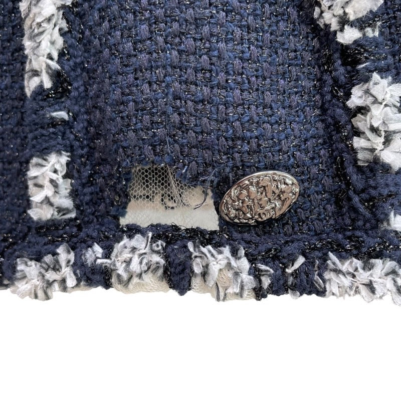 シャネル CHANEL メッシュデザインツイードジャケット #38 P41085 ツイード レディース ノーカラージャケット